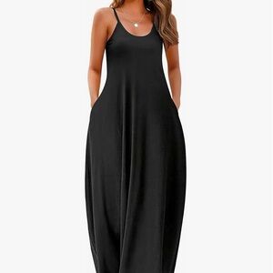 Black cotton maxi dress with pockets